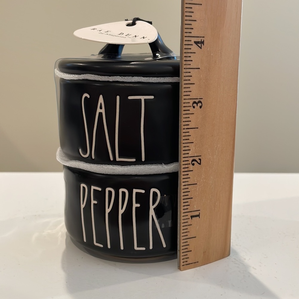 ⚡️New Rae Dunn Black SALT & PEPPER Stackable Containers - Picture 3 of 3